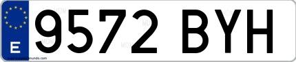 Ejemplo de matrícula española 9572 BYH
