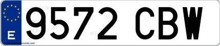 Ejemplo de matrícula española 9572 CBW