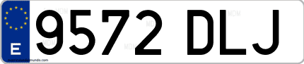 Ejemplo de matrícula de coche ordinaria 9572 DLJ