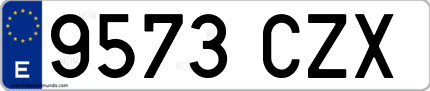 Ejemplo de matrícula de coche ordinaria 9573 CZX
