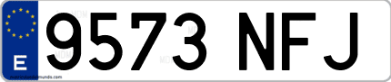 Ejemplo de matrícula de coche ordinaria 9573 NFJ