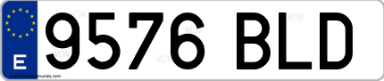 Ejemplo de matrícula de coche ordinaria 9576 BLD