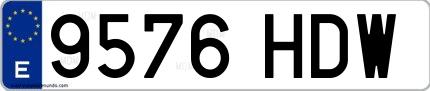 Ejemplo de matrícula española 9576 HDW