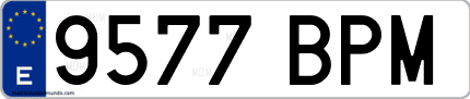 Ejemplo de matrícula de coche ordinaria 9577 BPM