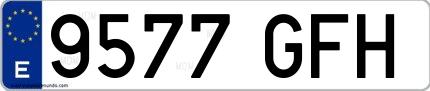 Ejemplo de matrícula española 9577 GFH