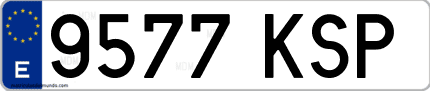 Ejemplo de matrícula de coche ordinaria 9577 KSP