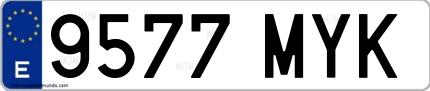 Ejemplo de matrícula española 9577 MYK