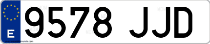 Ejemplo de matrícula de coche ordinaria 9578 JJD