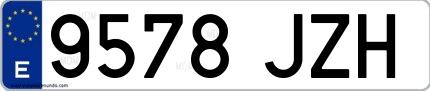 Ejemplo de matrícula española 9578 JZH