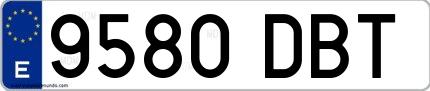 Ejemplo de matrícula española 9580 DBT