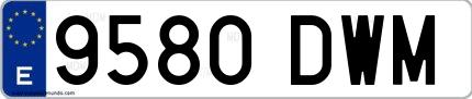 Ejemplo de matrícula española 9580 DWM