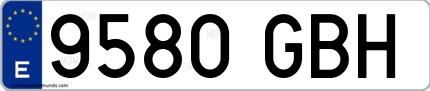 Ejemplo de matrícula española 9580 GBH