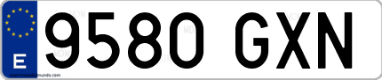 Ejemplo de matrícula de coche ordinaria 9580 GXN