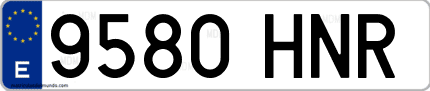 Ejemplo de matrícula de coche ordinaria 9580 HNR