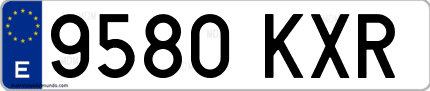 Ejemplo de matrícula de coche ordinaria 9580 KXR