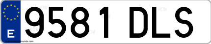 Ejemplo de matrícula de coche ordinaria 9581 DLS