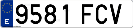 Ejemplo de matrícula de coche ordinaria 9581 FCV