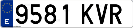 Ejemplo de matrícula de coche ordinaria 9581 KVR