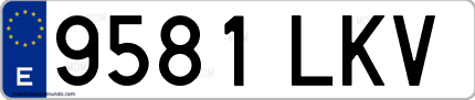 Ejemplo de matrícula de coche ordinaria 9581 LKV