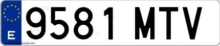 Ejemplo de matrícula española 9581 MTV