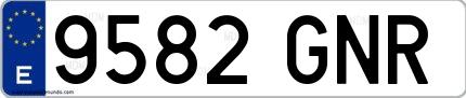 Ejemplo de matrícula española 9582 GNR