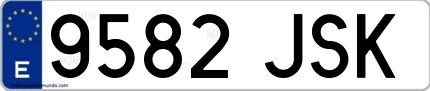 Ejemplo de matrícula española 9582 JSK