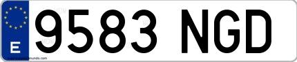 Ejemplo de matrícula española 9583 NGD