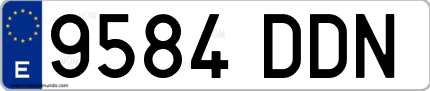 Ejemplo de matrícula de coche ordinaria 9584 DDN