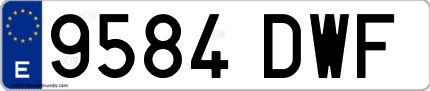 Ejemplo de matrícula de coche ordinaria 9584 DWF