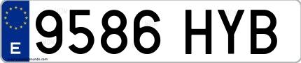 Ejemplo de matrícula española 9586 HYB