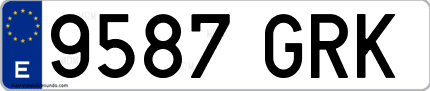 Ejemplo de matrícula de coche ordinaria 9587 GRK