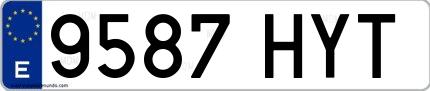 Ejemplo de matrícula española 9587 HYT