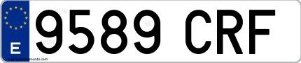 Ejemplo de matrícula española 9589 CRF