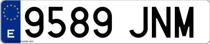Ejemplo de matrícula española 9589 JNM