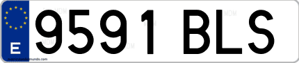 Ejemplo de matrícula de coche ordinaria 9591 BLS