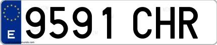 Ejemplo de matrícula española 9591 CHR