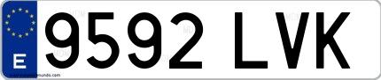 Ejemplo de matrícula española 9592 LVK