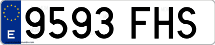 Ejemplo de matrícula de coche ordinaria 9593 FHS