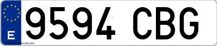 Ejemplo de matrícula española 9594 CBG