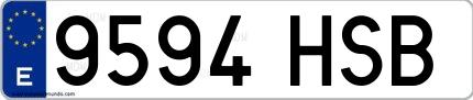 Ejemplo de matrícula española 9594 HSB