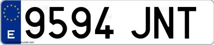 Ejemplo de matrícula española 9594 JNT