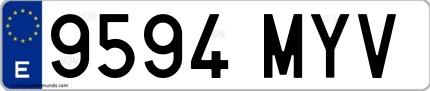 Ejemplo de matrícula española 9594 MYV