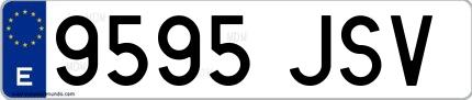 Ejemplo de matrícula española 9595 JSV