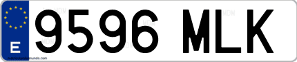Ejemplo de matrícula de coche ordinaria 9596 MLK