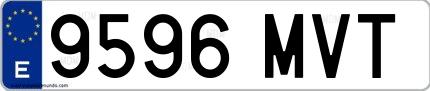 Ejemplo de matrícula española 9596 MVT