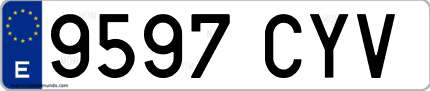 Ejemplo de matrícula de coche ordinaria 9597 CYV