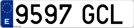 Ejemplo de matrícula de coche ordinaria 9597 GCL