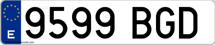 Ejemplo de matrícula de coche ordinaria 9599 BGD