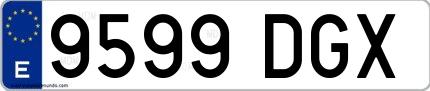 Ejemplo de matrícula española 9599 DGX