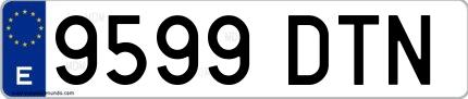 Ejemplo de matrícula española 9599 DTN